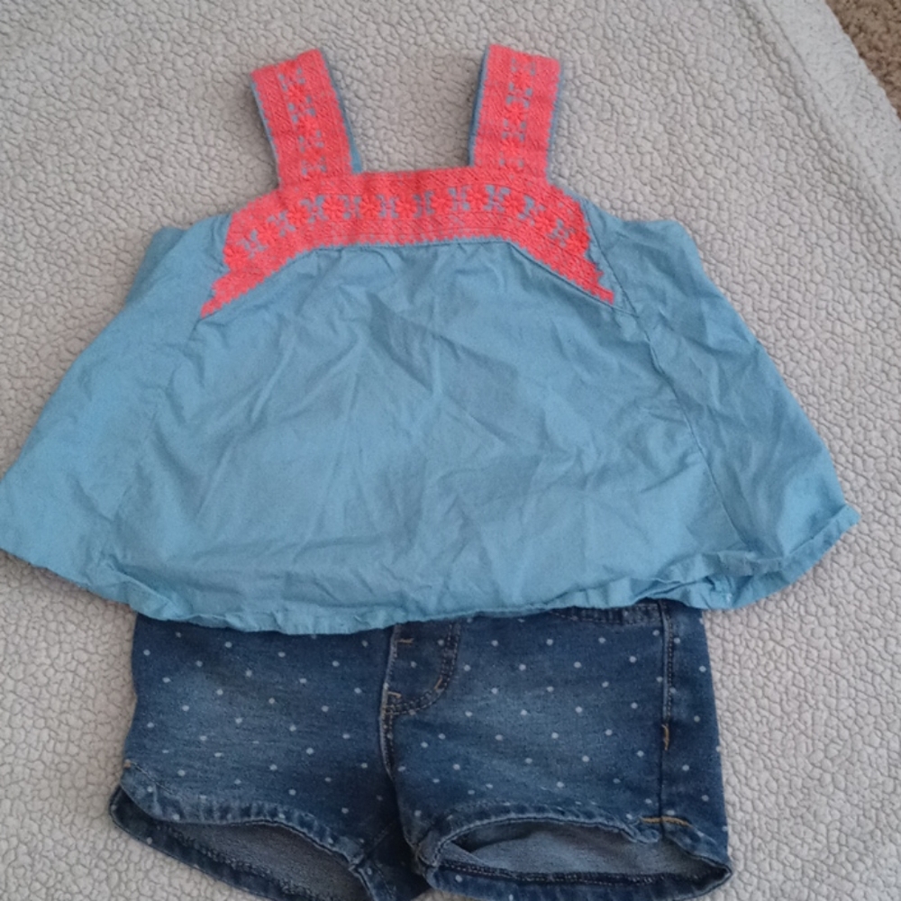 top and short size 2T, top  embroidery